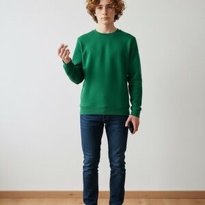 Green Crewneck Sweater for Men
